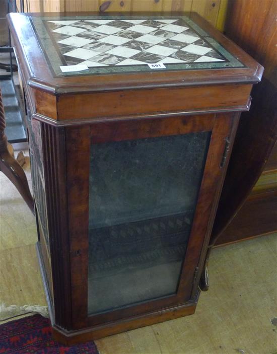 Marble top mahogany book cabinet